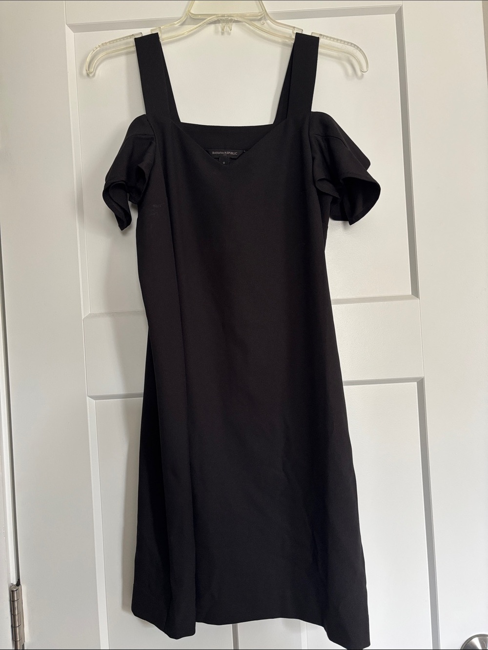 Banana Republic Black Cold-Shoulder Mini Dress with Wide Straps